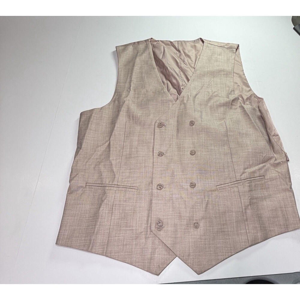 $349 NWT Stacy Adams Suit Jacket Blazer And Vest Size 48L Solid Light Carmel New - Picture 9 of 10